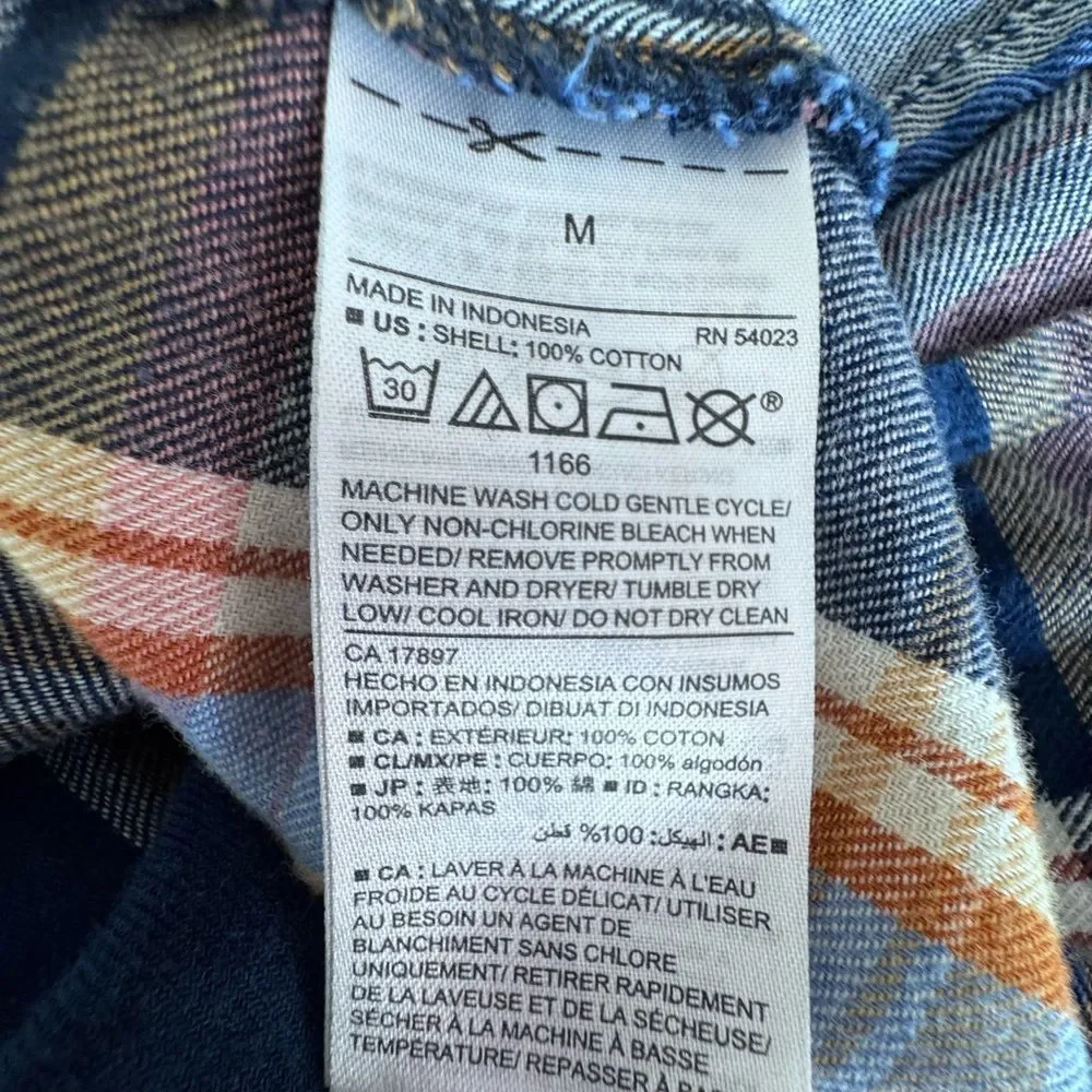 Old Navy Womens Button Down Shirt 100% Cotton Flannel Boyfriend Shirt SZ M